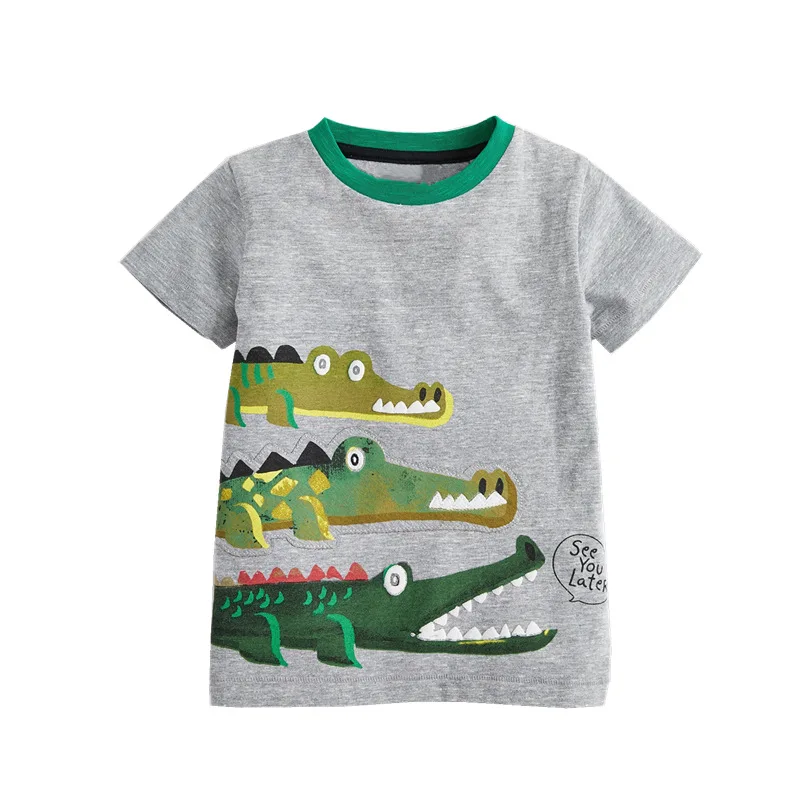 VIDMID/детская футболка для маленьких мальчиков от 2 до 7 лет хлопковые футболки с короткими рукавами для маленьких мальчиков с рисунками животных, летняя одежда