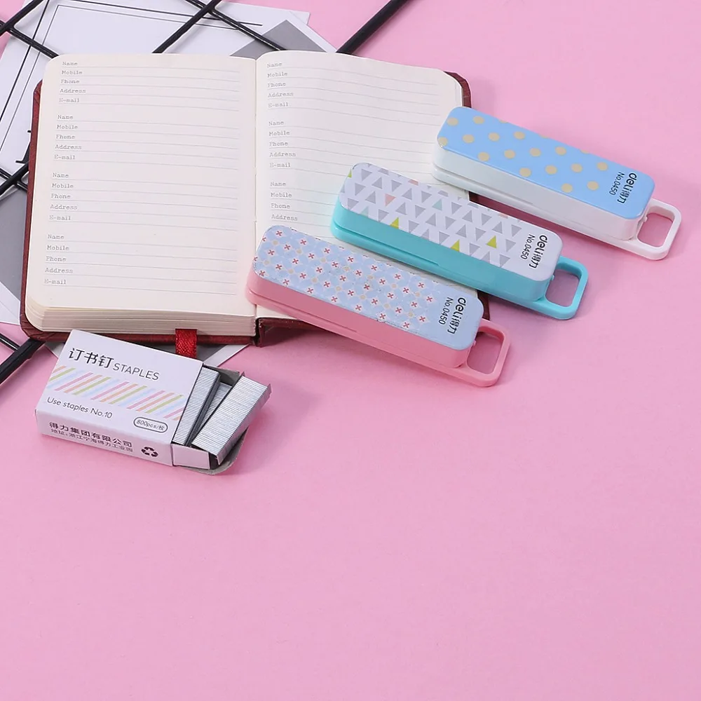 

1 Set Manual Mini Stapler 3 Color Staplers Set Stationery School Office Supplies