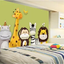 Фотообои на заказ детская комната Спальня Мультфильм Тема животные окрашенные фоновые фотографии настенные декорации дети обои рулон