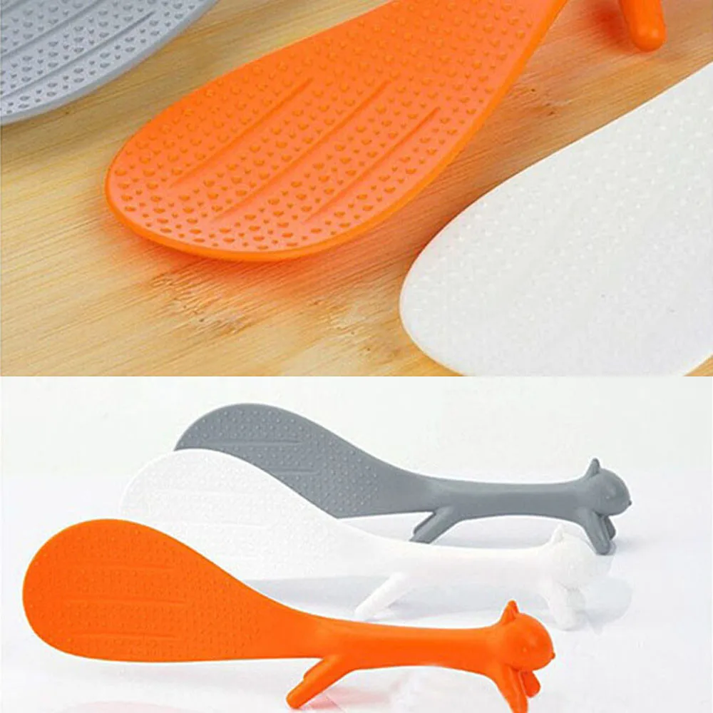 Hot Sale BEST Cute Plastic PP Cartoon Home Kitchen Squirrel Shape Rice Scoop Spoon Soup Sauce Paddle Ladle Random Color 619