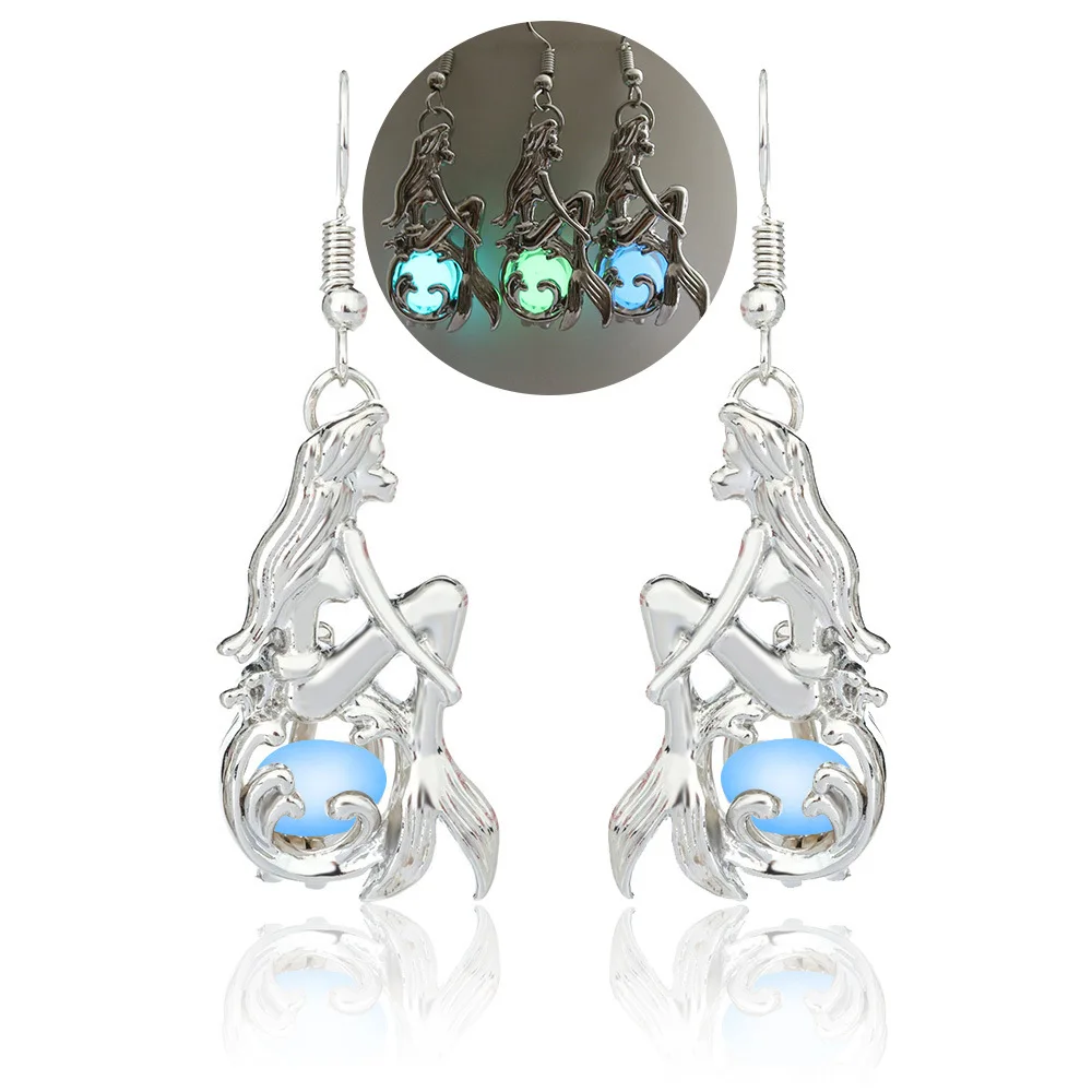 

personality Luminous In The Dark lotus Fluorescent Mermaid earrings women fashion gift
