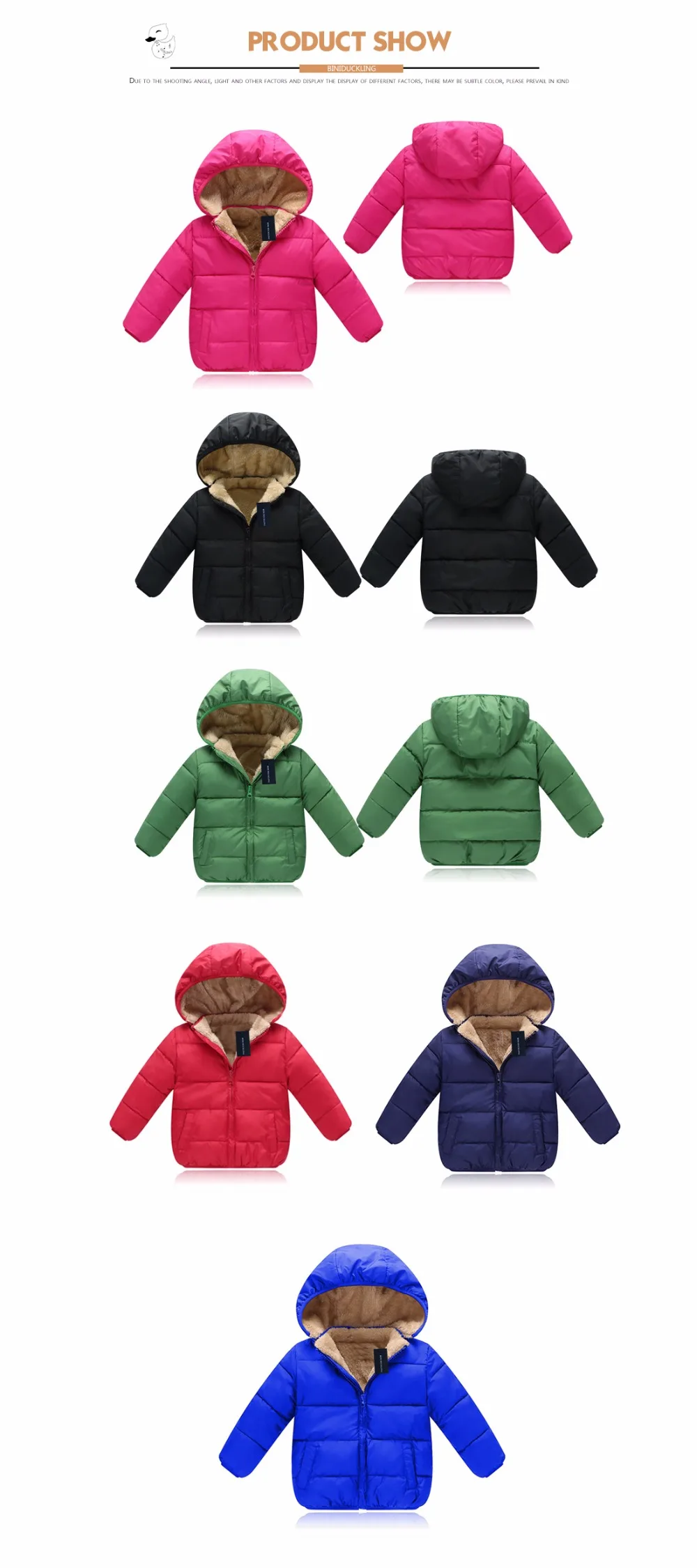Biniduckling куртка для маленьких девочек детская одежда для девочек теплое пальто для девочек зимняя одежда Bebe Одежда и аксессуары для мальчиков Одежда для младенцев Детское зимнее пальто