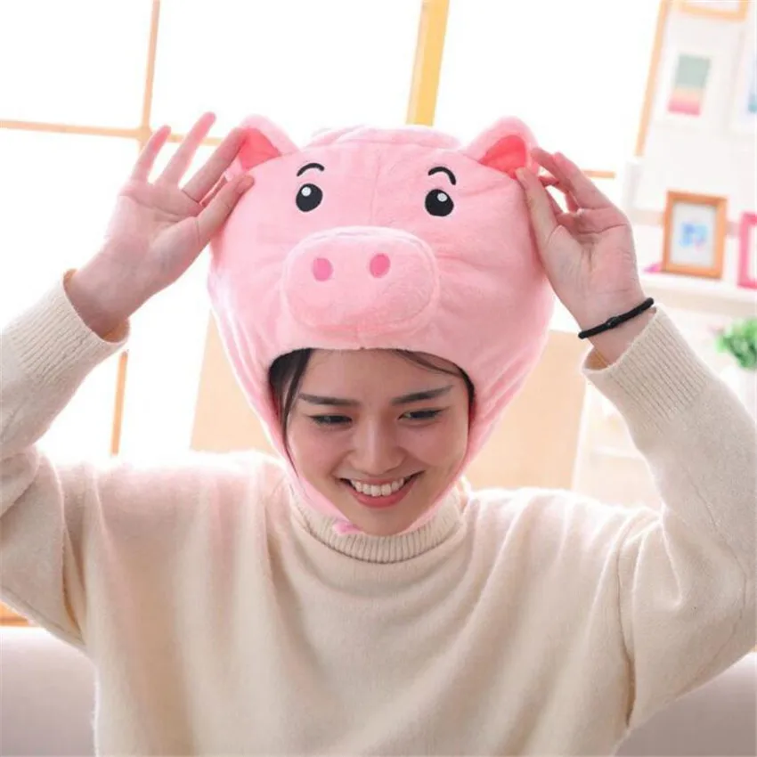 Аниме фильм животных розовая шапка со Свинкой косплей реквизит аксессуары плюшевая голова причудливая Кепка