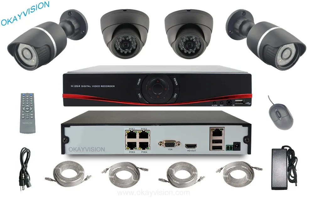 4CH 960P NVR KIT With Switch POE HD NVR KIT, Through service 'through