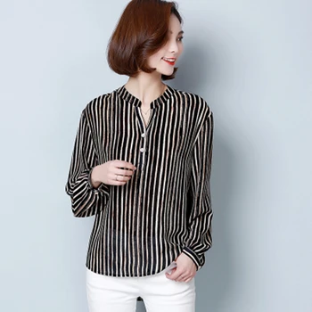 

2018 New Striped Blouse Women Blusas Loose Slim Fit Long Sleeve Women's Shirts Fashion Top Casual For Women's Blouses AIYANGA
