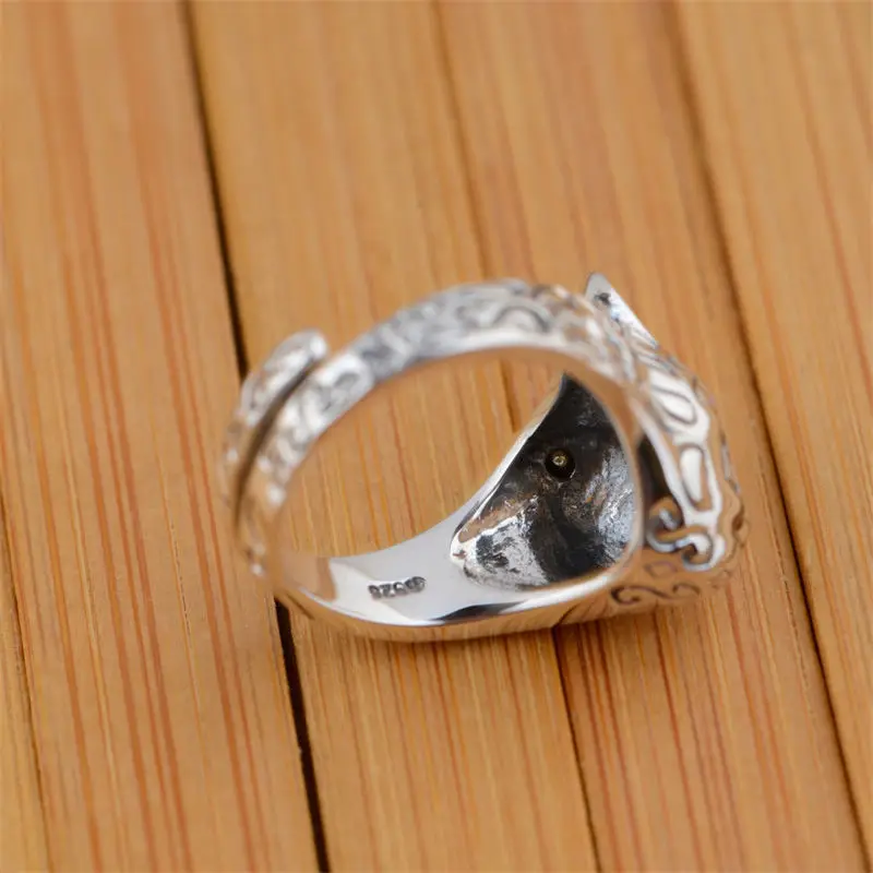 GAGAFEEL Настоящее 925 пробы Серебряное ювелирное изделие Ретро кошачий палец кольца для мужчин и женщин вечерние подарки кольцо с животными изменяемое Прямая поставка