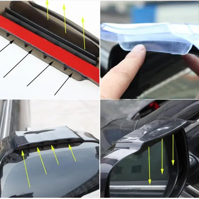 1 Pair Universal Flexible Car Side Rearview Mirror Rain Shade Board Blade Eyebrow Sun Visor Shield Cover with Air Inlet/Outlet