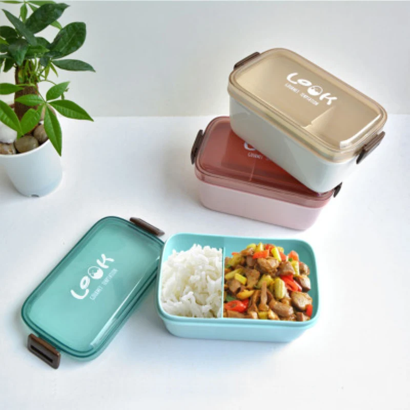 

Brief Color Lunch Box PP Material Single Layer Food Box Microwave Heating Storage Container Portable Lunchbox For Picnic Office