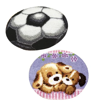 

2 Sets Latch Hook Rug Kit DIY Dogs Football Carpet Craft Rug Making for Kids Chlldren