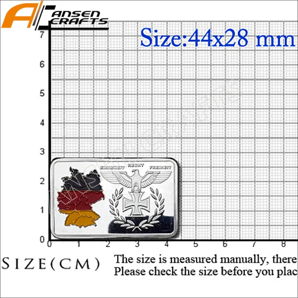 WW2 Второй мировой войны, немецкий флаг, Орел, Железный крест, покрытый серебром слиток слитков