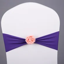 Фиолетовый цвет Подвязка из спандекса для стула с канделябр искусственный цветок мяч крепежная створка стула лайкра стрейч подходит для всех стульев свадьбы