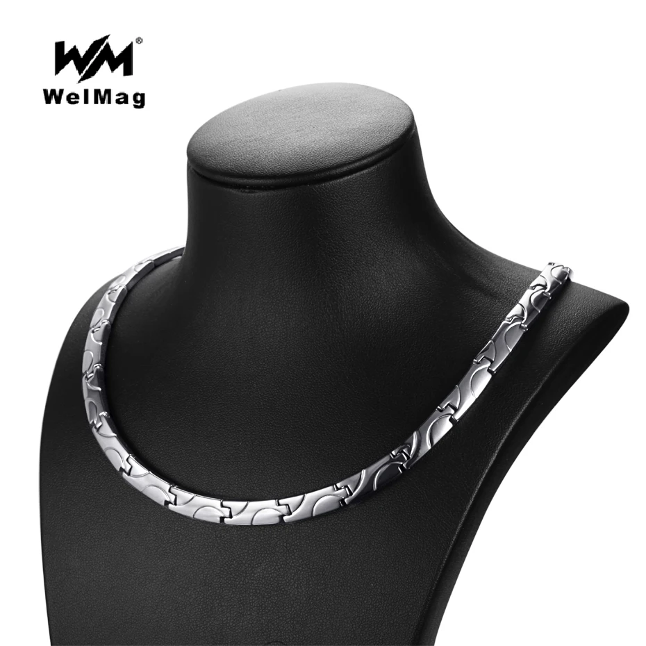 WelMag 2017 Fashion Healthy Bio Energy Magnetic Necklace Titanium Power Necklaces Classic Link Chain For Women
