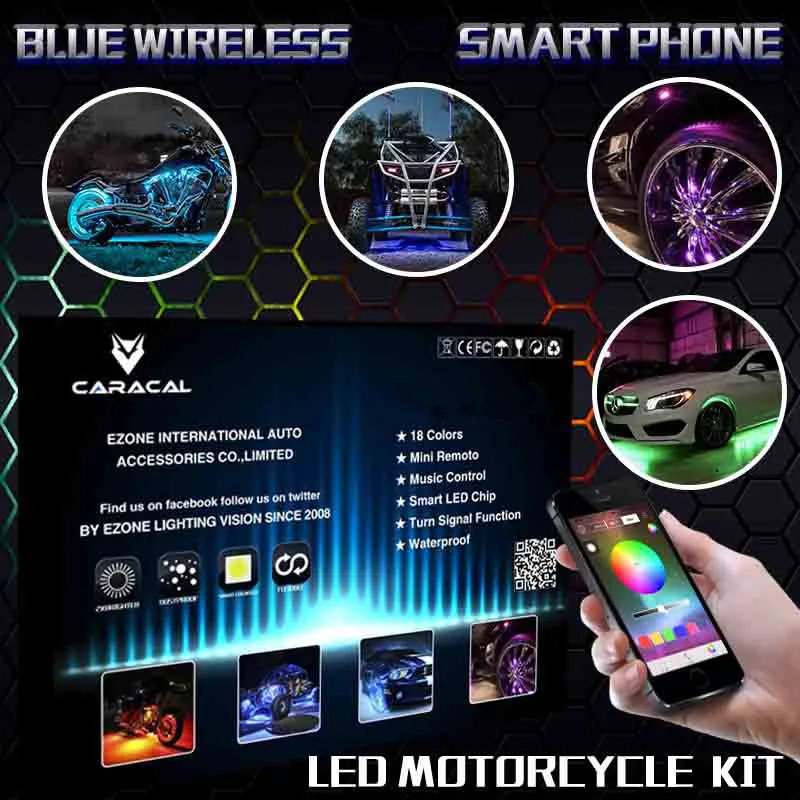 

CARACAL 14x Car Motorcycle pod lamp RGB LED Remote Under Glow Neo Light Kit 18 Color New Smart Phone Bluetooth App control