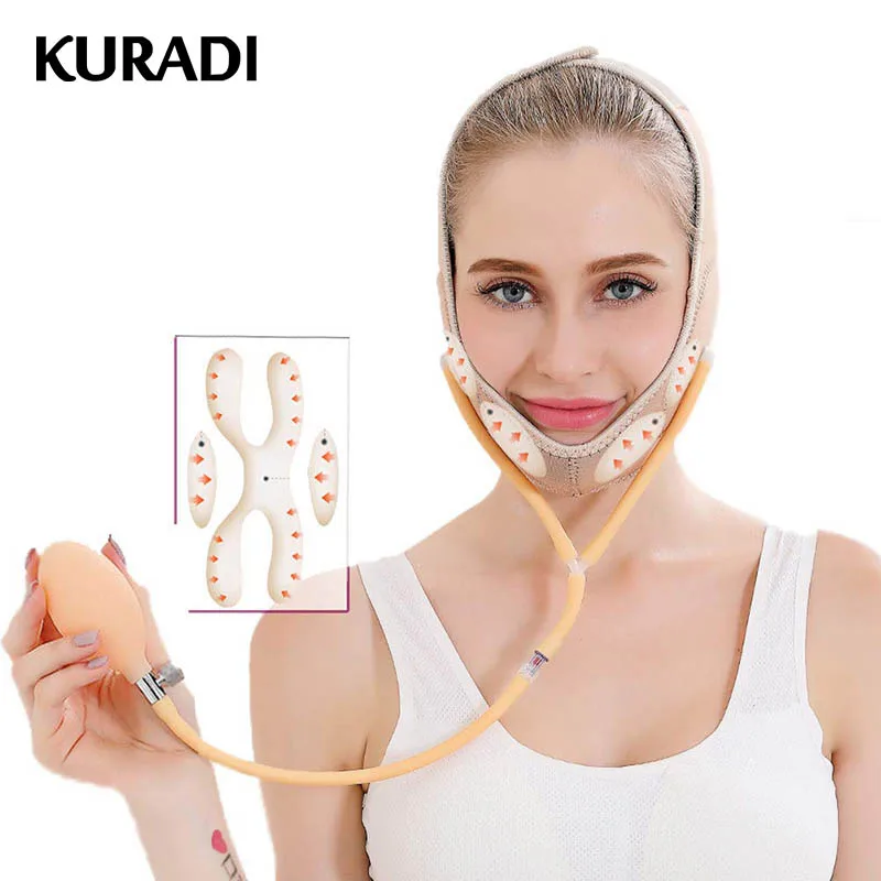 

Inflatable Women V Face Cheek Chin Lifting Tight Mask Belt Face-lifting-mask for Square Double Fat Round Face Slim Bandage Tools