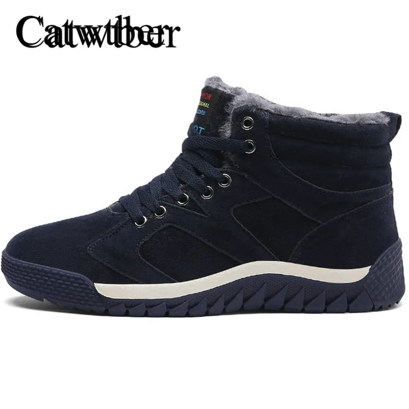 

Catwtber Winter Boots Men Leather Winter Shoes Men Tennis Sneakers For Winter Ankle Boots Male Warm Lovers Casual Botas Hombre