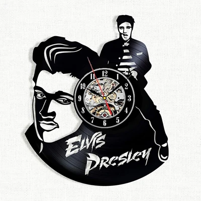 New Horloge Murale Saat Elvis Presley Wall Clock Design For Vinyl Record The King Of Rock Clocks Watch Home Decor 12 Inch - Цвет: Type J