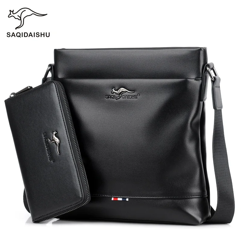 

Saqidaishu Men's Business Shoulder Bag PU Leather Handbag iPad Messenger Bag Casual Crossbody Bag Male Travel Bag