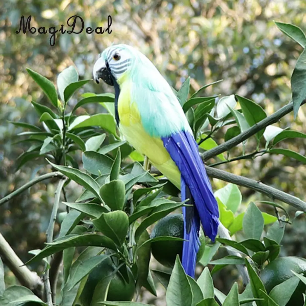 12'' / 30cm Decorative Feather Parrot Model Artificial Bird Statue Macaw Figurine Fancy Dress Props Garden Lwan Tree Decor