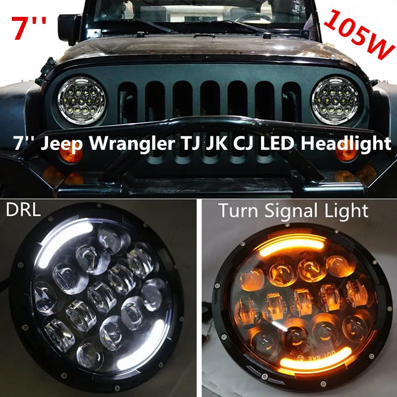 

2PCS 12V 24V 7inch Headlight For Lada Niva 4x4 Uaz Car Accessories 7 Inch LED Headlamp For Jeep Wrangler JK TJ Hummer H1 H2