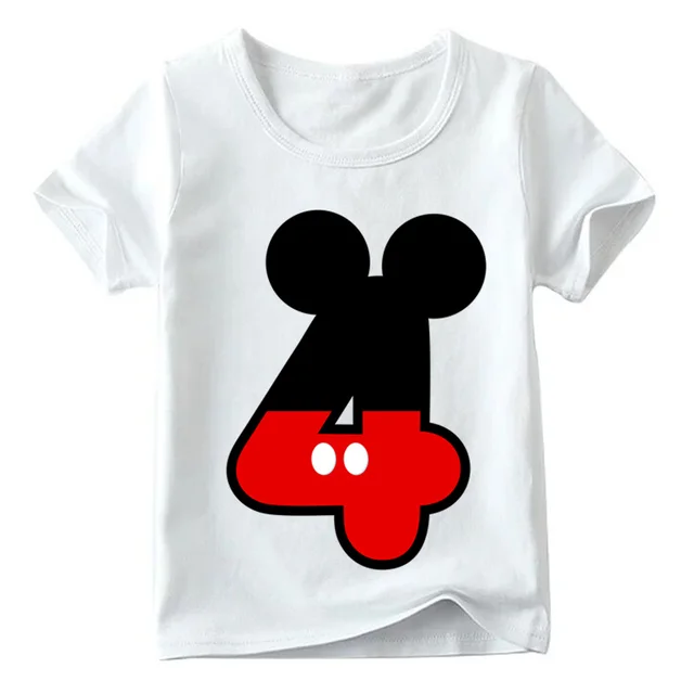 Baby Boys/Girls Happy Birthday Letter Bow Cute Print Clothes Children Funny T shirt,Kids Number 1-9 Birthday Present,ooo2416 White V