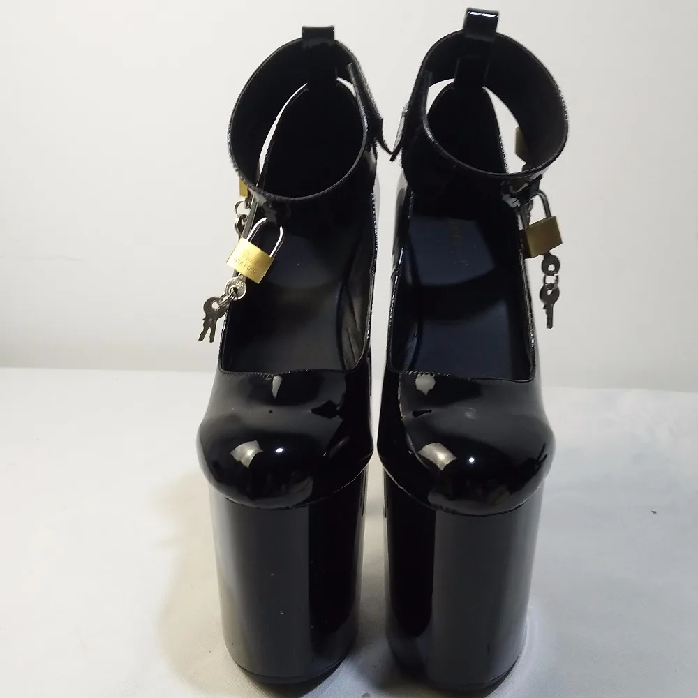 20cm Sexy high-heeled shoes, unique combination of a single shoe, magic black tape and high heels