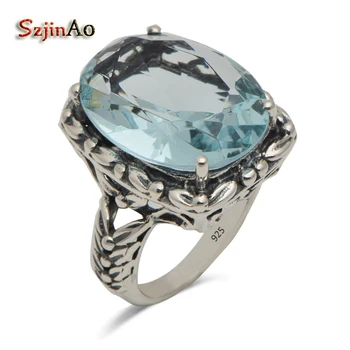 

Szjinao Luxury European royal classic beauties girl jewelry 925 sterling silver handmade ring wholesale