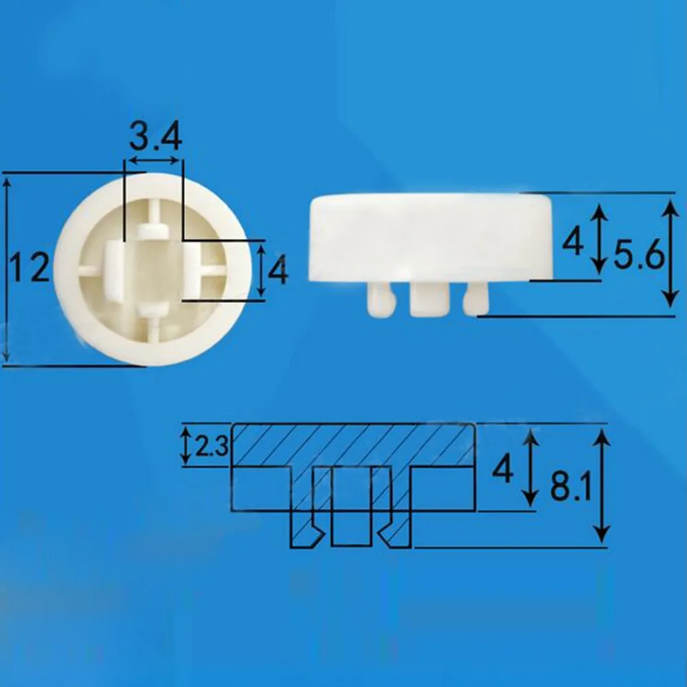 100 шт 12*4 мм тактильный переключатель Накладка для кнопки колпачки кнопок круглая скатерть для 12*12*7,3 мм квадратные Тактильные переключатели цена