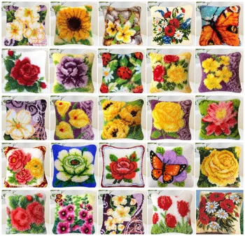 

locking hook flower carpet cushion pillow craft kit diy flower 40 cm x 40 cm cross stitch embroidery stitching hook buffer