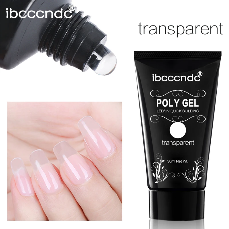 IBCCNDC 30G Nail Acrylic Poly Gel Pink White Clear Crystal UV LED Builder Tips Enhancement Slip Solution Quick Extension | Красота и