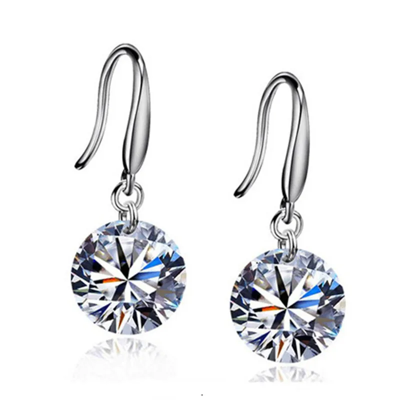 

Stylish Silver Earrings 2019 New For Women Crystal Cube Zirconia Drop Earrings Stone Alloy Hundred Trinkets Original Earrings