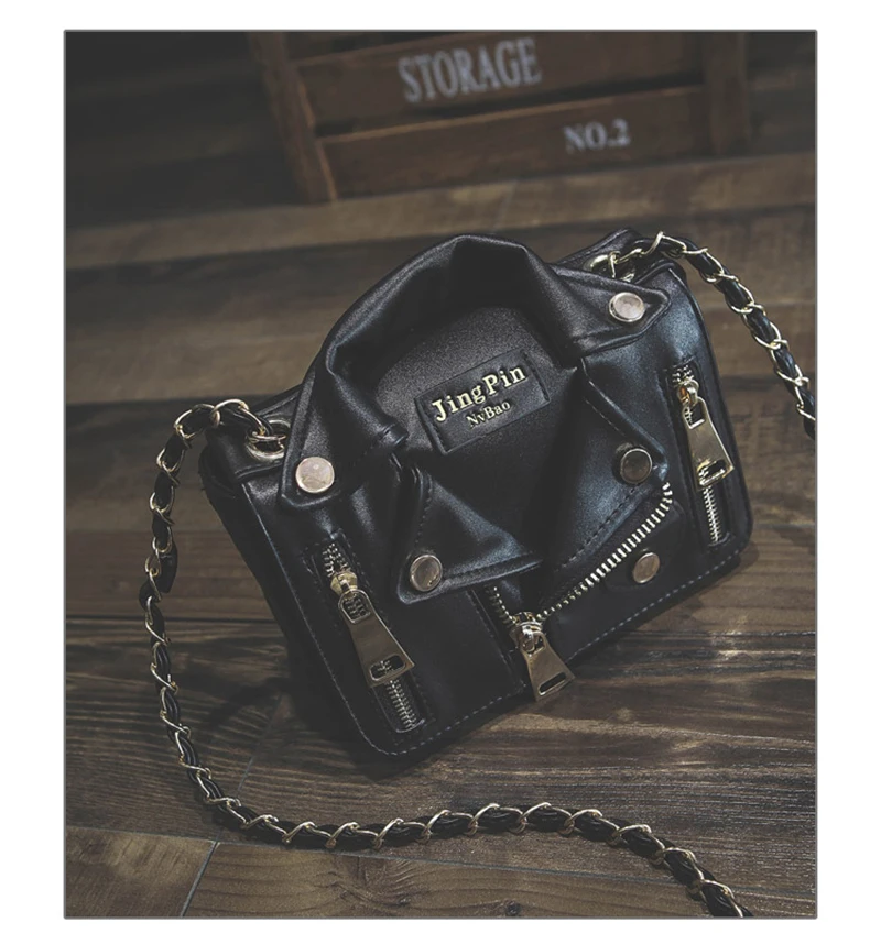 Punk Motobike Silver Women Shoulder Bag Cool Jacket Shaped Mini Crossbody Lapel Clothes For Girls Ladies Travel Bolsa SS3503 (7)
