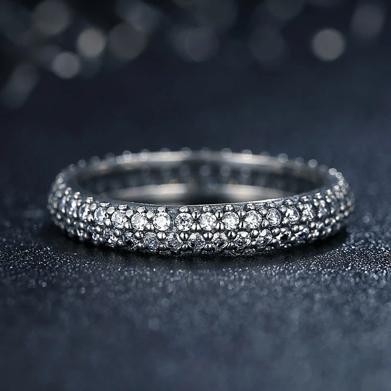 

ZMZY Luxury Genuine 100% 925 Sterling Silver Pave Cubic Zirconia Wedding Mood Ring for Women Jewelry Gift