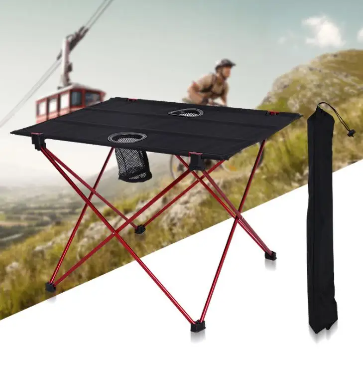 

Outdoor Folding Table And chairs Aluminum Alloy Portable Table Lightweight Double Oxford Camping BBQ Picnic Table