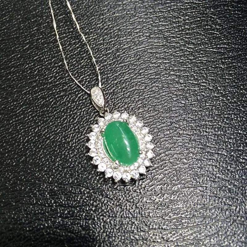 

2017 Qi Xuan_Fashion Jewelry_Colombian Green Stone Fashion Necklaces_S925 Solid Silver Pendant Necklaces_Factory Directly Sales