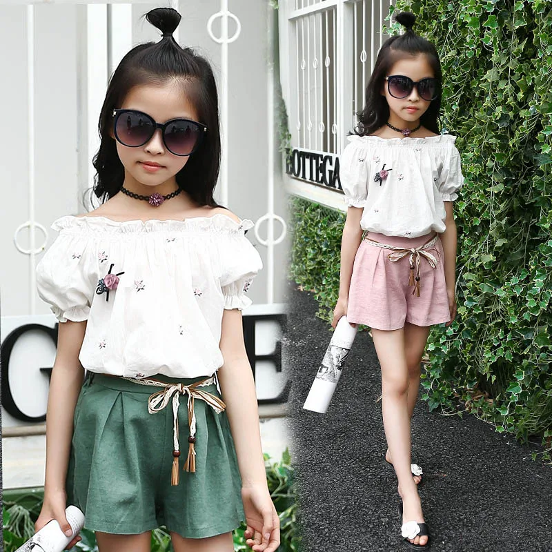 Child Brand Suit For Girls Summer Clothing Sets Children Shorts 2 Piece