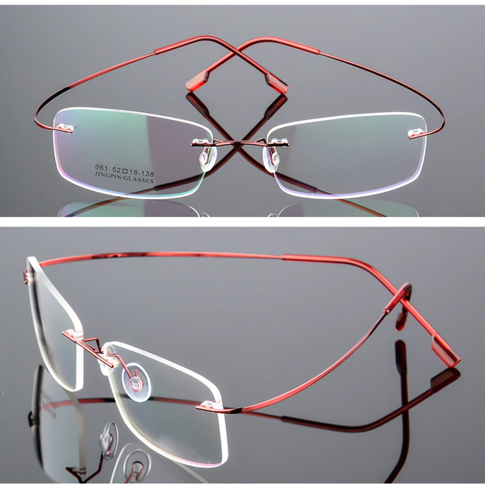 

9 Colors Ultra-light Titanium Alloy Rimless Optical Frame Custom Made Prescription Glasses Photochromic Myopia Near-sighted
