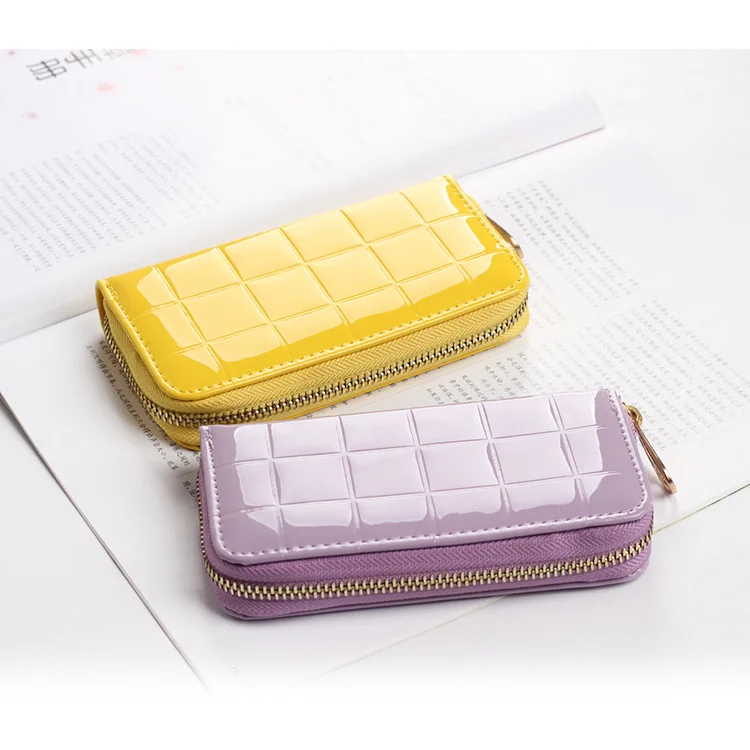 

Brand Korean Fashion Women Wallet PU Leather Lattice Bright surface Purse Female Short Design 2017 Zipper women's wallets