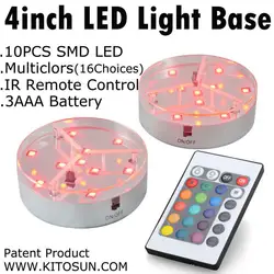 (10 шт./лот) 10 см Диаметр 9 шт. SMD5050 RGB Цвет изменение led ваза свет База с пультом дистанционного управления для Свадебные украшения