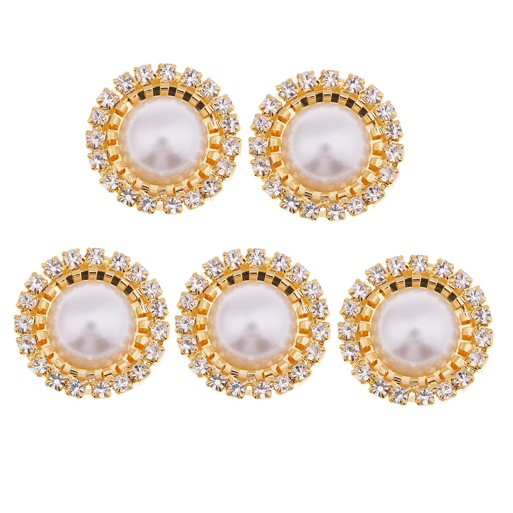 5/10 Pieces Rhinestone Pearl Button Flatback Cabochon Charms Jewelry Making Accessories for Wedding Party Decoration