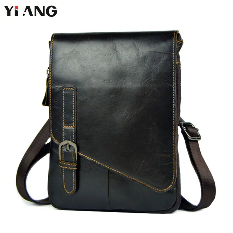 Black New Mens Fashion Leather Casual Business Leather Messenger Shoulder Bag Vintage