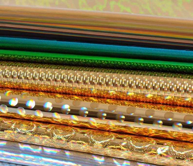 synthetic PU leather waterproof material Holographic mirror laser pu