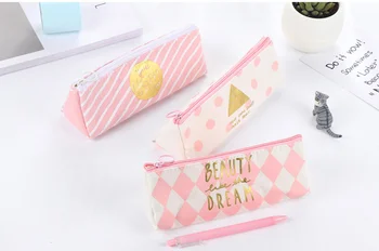 

Fresh Pink canvas Pencil Case Floral zipper pencil bag for kids Stationery office school supplies Escolar Papelaria