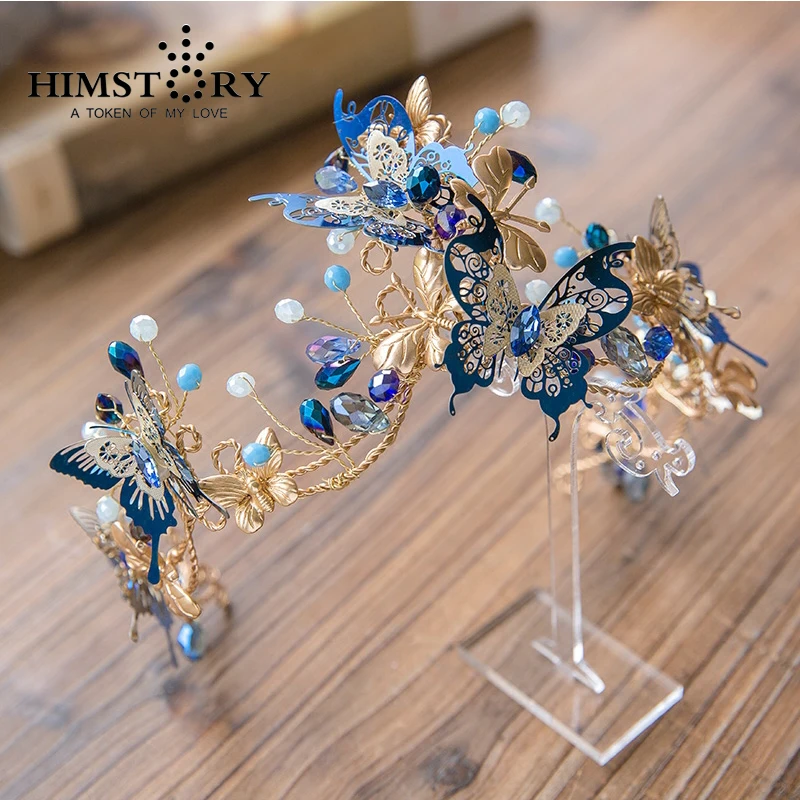Unique Design Baroque Blue Butterfly Crown Headpiece Arabesque Life