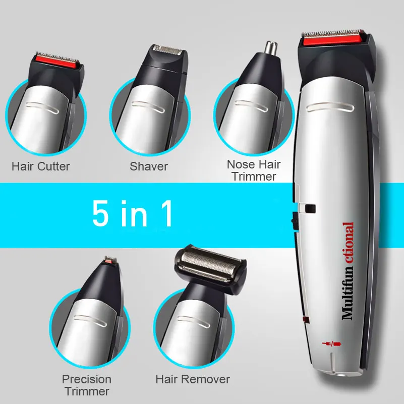 

5 in 1 Electric Shaver Straight Razor Machine for Shaving Beard Rechargeable Man Grooming Kit Hair Cutter Nose Eyebrow Trimmer