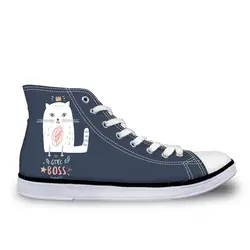 Женская парусиновая обувь с высоким берцем и рисунком кота, повседневная обувь для девочек-подростков, обувь с животными, Классическая
