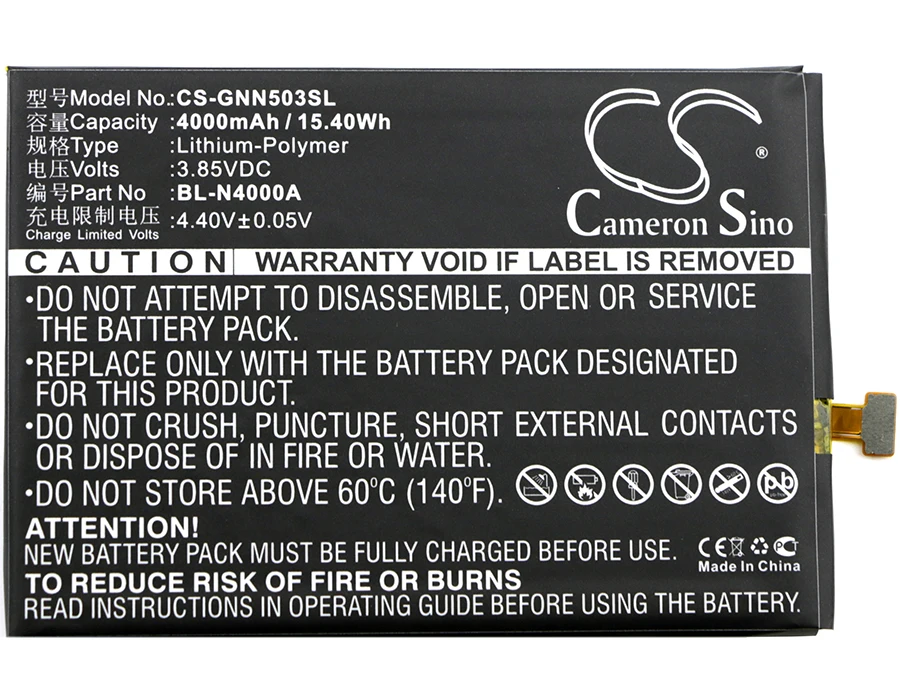 

Cameron Sino 4000mAh Battery BL-N4000A for GIONEE GN5003, GN5003s, V187 Pro