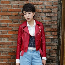 Высококачественная куртка из искусственной кожи г. Осенняя НОВАЯ тонкая женская короткая кожаная куртка мотоциклетная куртка из искусственной кожи пальто Deri Ceket XXL