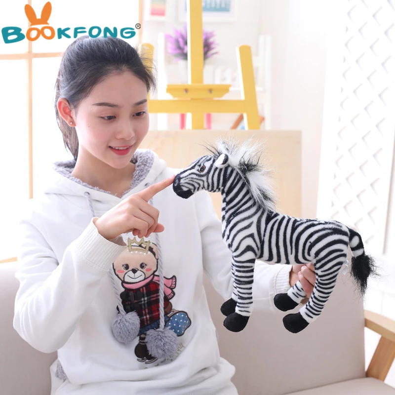 BOOKFONG 30 см реалистичные мягкие плюшевые Зебра животные лошадь моделирование лошадь плюшевые игрушки для детей подарки на день рождения