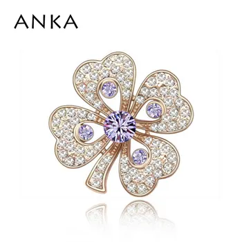

ANKA Jewelry clover Brooch wholesale Perfect Package Allergy Free Rose Plating Perfumes Brooch #85454