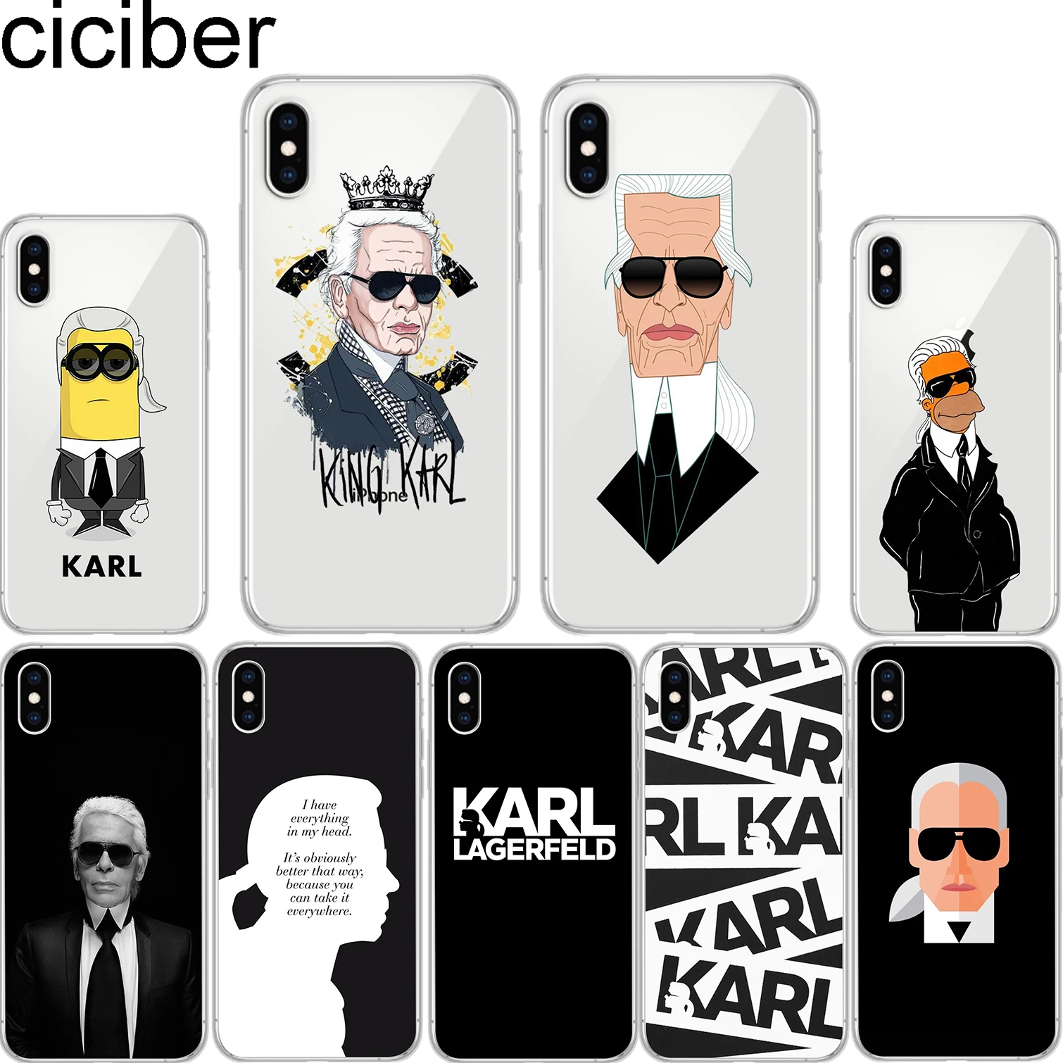 

ciciber Fashion Karl Lagerfeld Soft Silicon TPU Case Cover for IPhone 11 Pro Max X XS Max XR 6 6S 7 8 Plus SE 5S Capinha Fundas